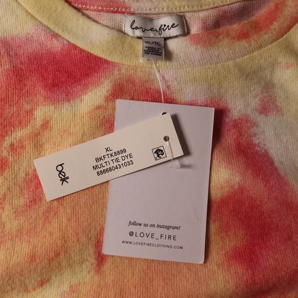 NWT Tie Dye Sweater Cardigan Crew Neck Cropped Size XL Candycore Holiday Gifts - Picture 7 of 15